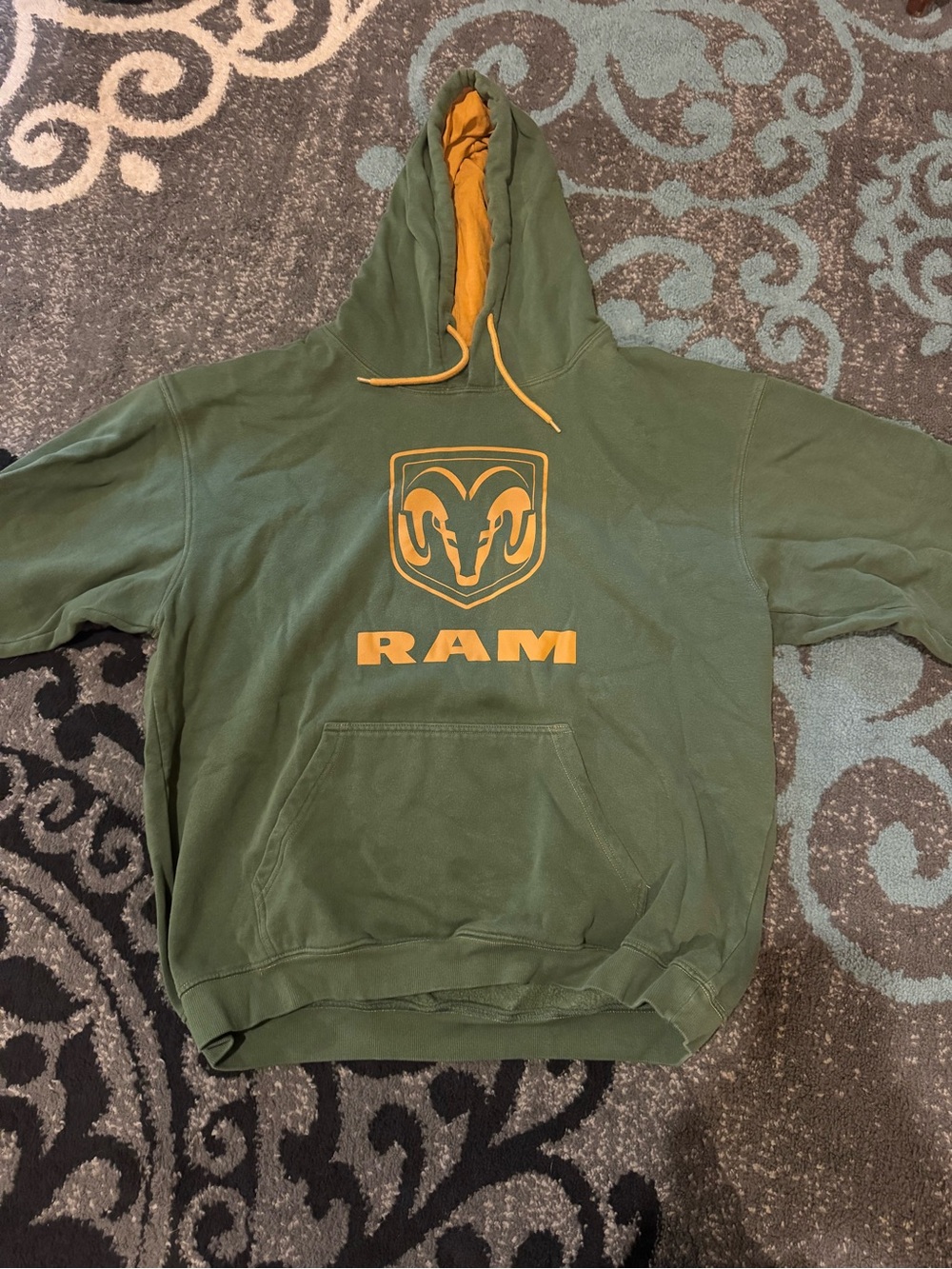 RAM Logo Olive Green & Gold Pullover Hoodie